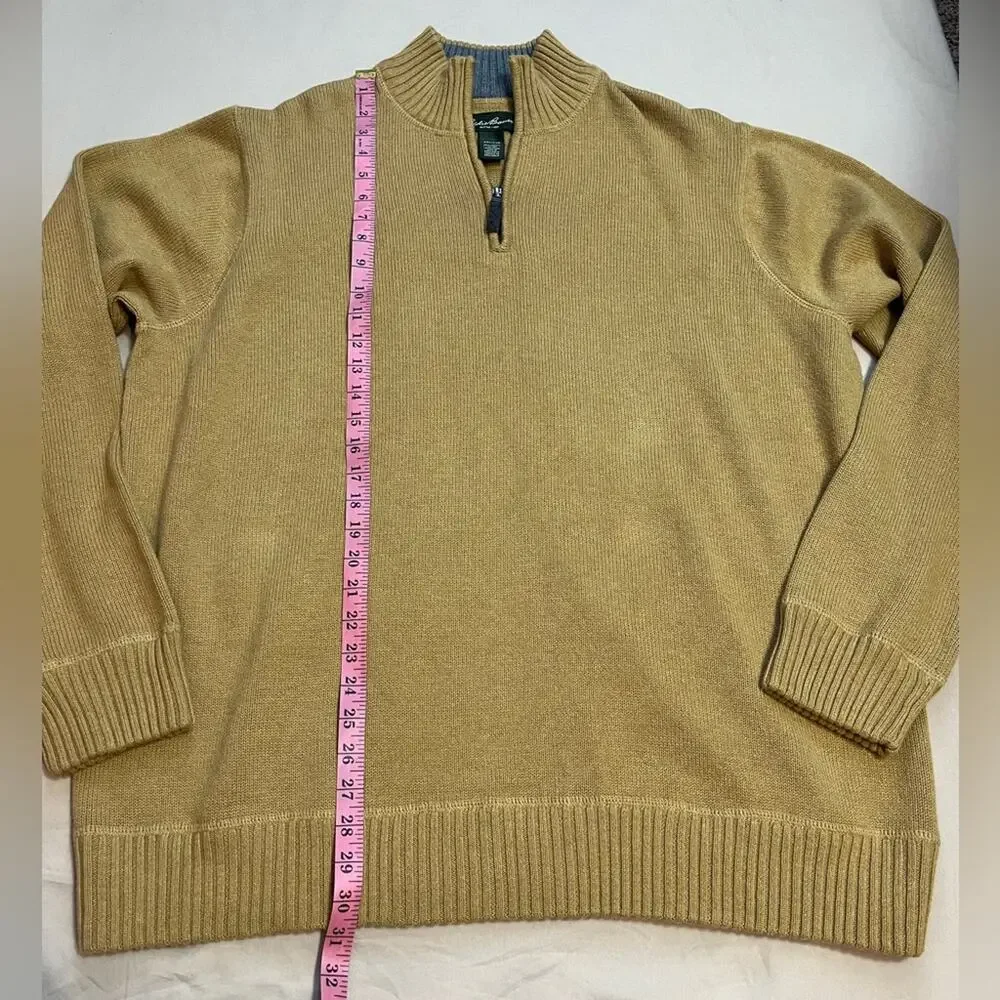 Eddie Bauer Tan Cotton Quarter Zip Sweater Size XXL